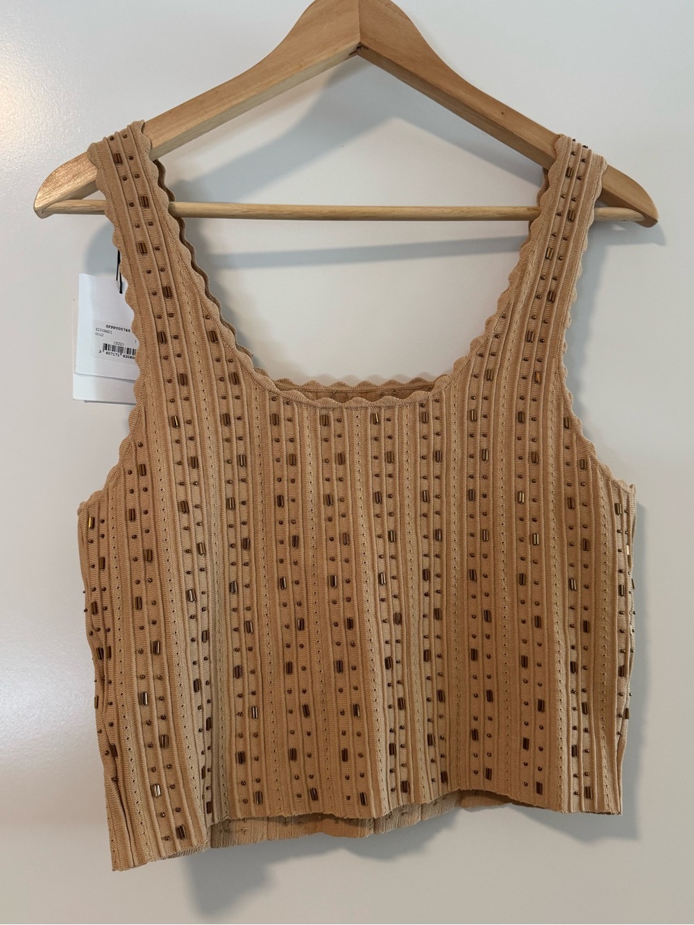 NWT Sandro Paris Chicago Beaded Ribbed Knit Tank Top Size 3 L - Picture 2 of 5